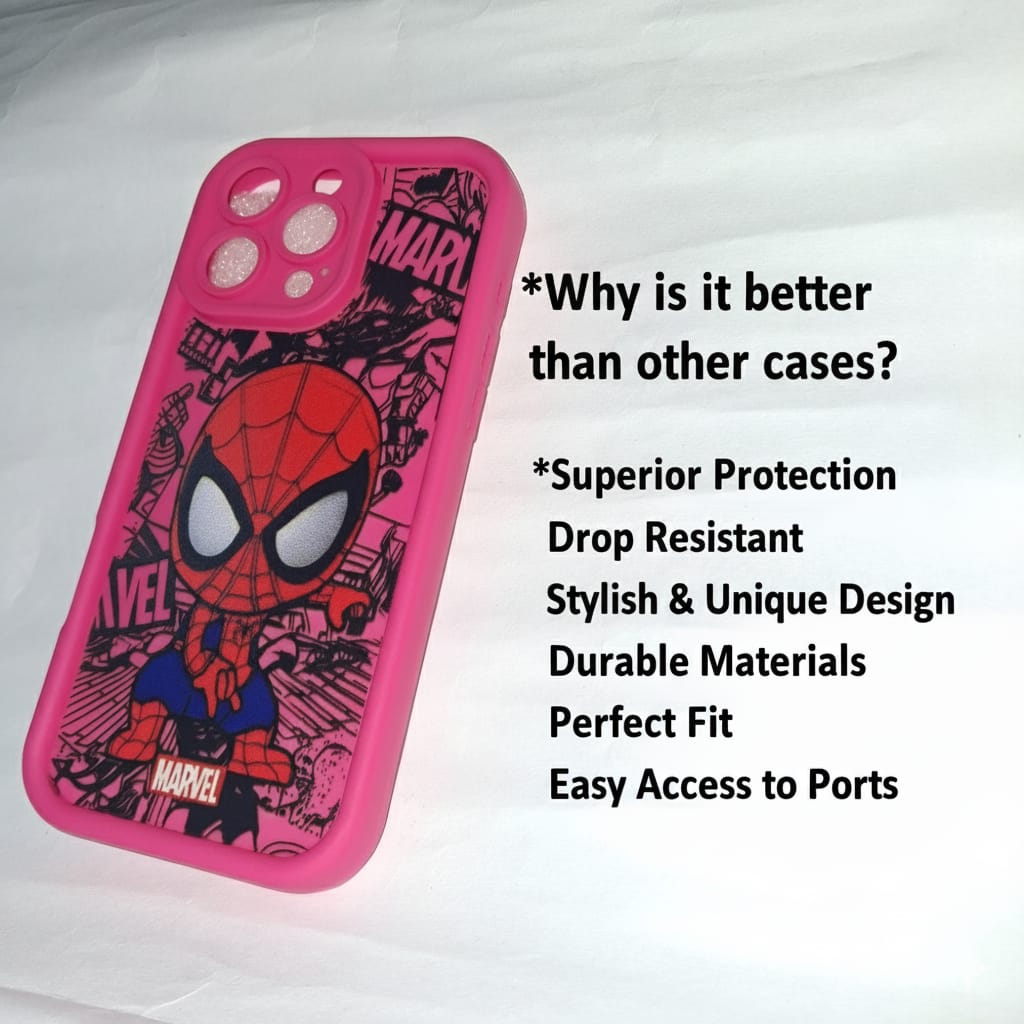 iphone 16 PRO MAX covers | PINK | Scratch proof | TPU | Cases | Spiderman