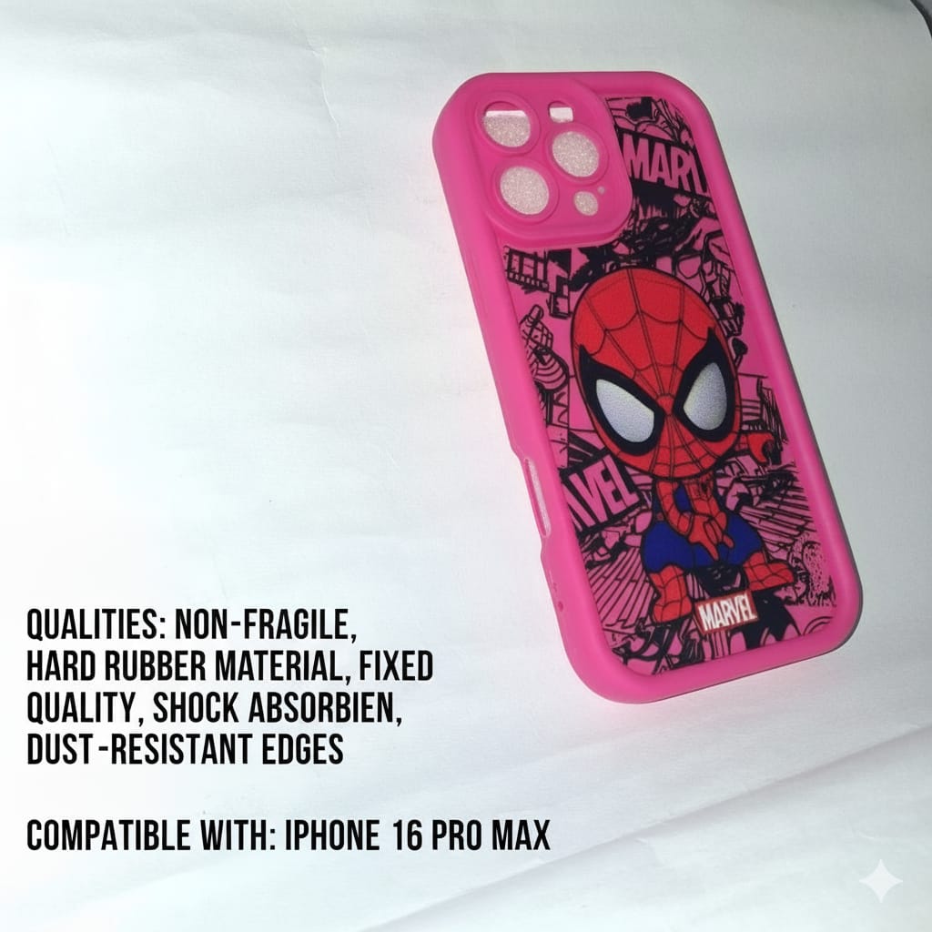 iphone 16 PRO MAX covers | PINK | Scratch proof | TPU | Cases | Spiderman